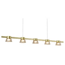 Rocket Iron & Glass Tri-Colour LED 5 Light Pendant